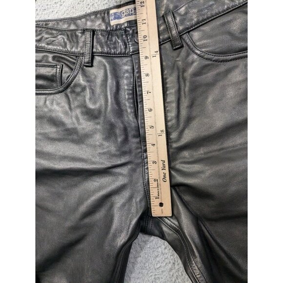 Gap Leather Pants Mens 34 Button Fly Retro Y2K Vintage Style Rock Biker Black - Picture 16 of 16